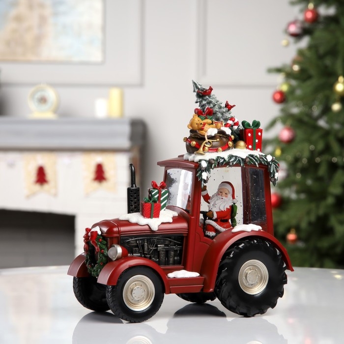 Фигура светодиодная «Праздничный трактор», 25х13х21 см, музыка, батарейки ААх3 (не в комплекте), USB, свечение тёплое белое Фигура светодиодная «Праздничный трактор», 25х13х21 см, музыка, батарейки ААх3 (не в комплекте), USB, свечение тёплое белое
