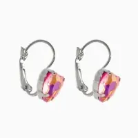 Серьги "Сердечки" лунные, цвет малиновый в серебре