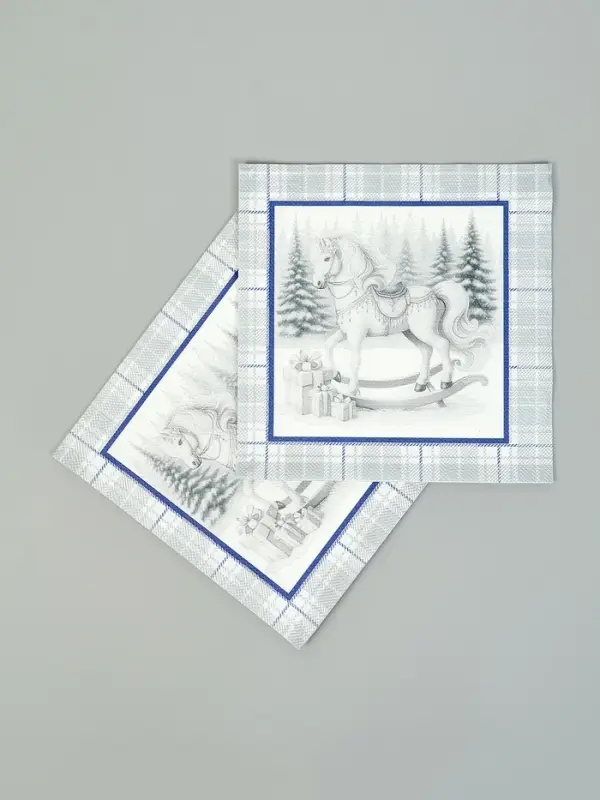 Салфетки бумажные трёхслойные «Скатерть с лошадью на серебре», 33х33, 20 шт Салфетки бумажные трёхслойные «Скатерть с лошадью на серебре», 33х33, 20 шт