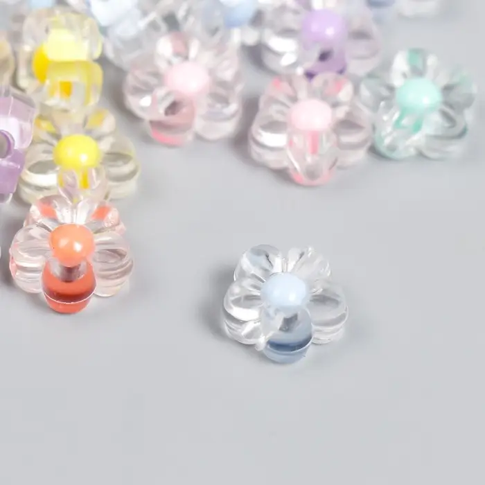 Набор бусин для рукоделия и плетения «Арт Узор. Цветок с цветной серединкой», пластик, глянец, 20 г, 0.6×1.2×1.2 см Набор бусин для рукоделия и плетения «Арт Узор. Цветок с цветной серединкой», пластик, глянец, 20 г, 0.6×1.2×1.2 см