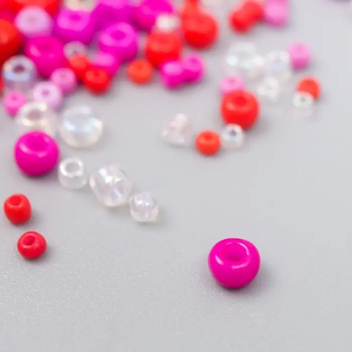 Бисер стекло 6/0 - 15/0  Бисер стекло 6/0 - 15/0 "Ассорти красное" d=1,5-4 мм, н-р 10гр