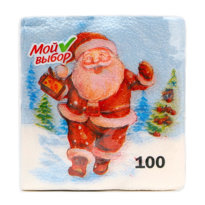 Новогодние салфетки бумажные Мой выбор «Весёлый Дед Мороз» 1 слой, 24х24 см, 100 шт Новогодние салфетки бумажные Мой выбор «Весёлый Дед Мороз» 1 слой, 24х24 см, 100 шт