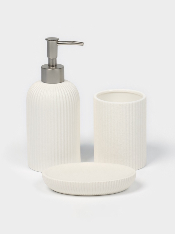 Набор для ванной Набор для ванной "Neat" 3 предмета (дозатор для мыла, стакан, мыльница)