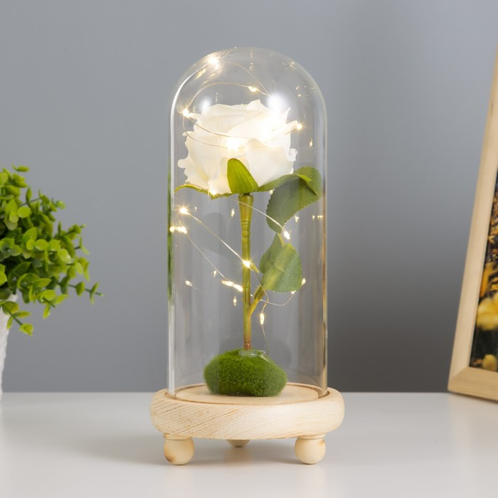 Ночник колба Ночник колба "Роза белая" LED 3ААА 10х10х20 см RISALUX