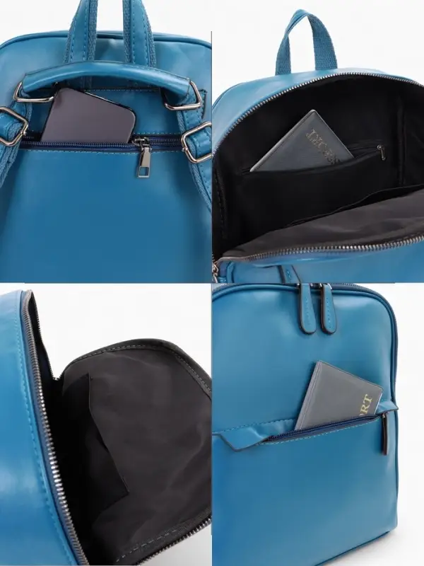 Рюкзак-сумка женский на молнии, с карманами, размер 27&times;9.5&times;32 см, синий