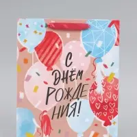 Пакет подарочный ламинированный, упаковка, &laquo;С днём рождения&raquo;, M 25.5&times;30&times;9 см