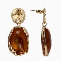 Серьги "Стиль камня", цвет коричневый в золоте Серьги "Стиль камня", цвет коричневый в золоте