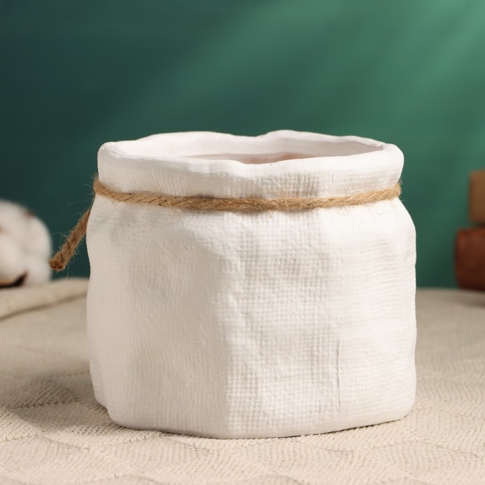 Кашпо  Кашпо "Мешочек" белый, 12х12х13см