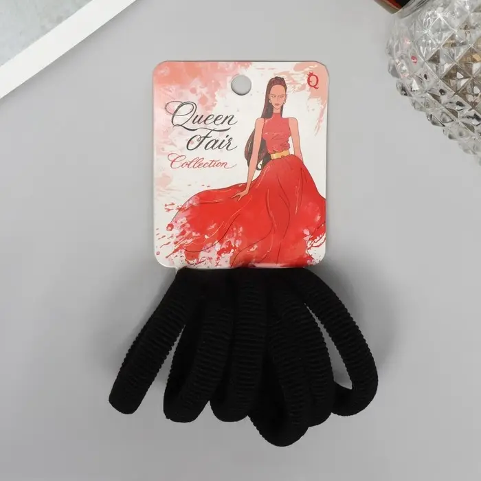 Резинка для волос Резинка для волос "Вивьен" (набор 6 шт) тайна, 4 см, чёрный