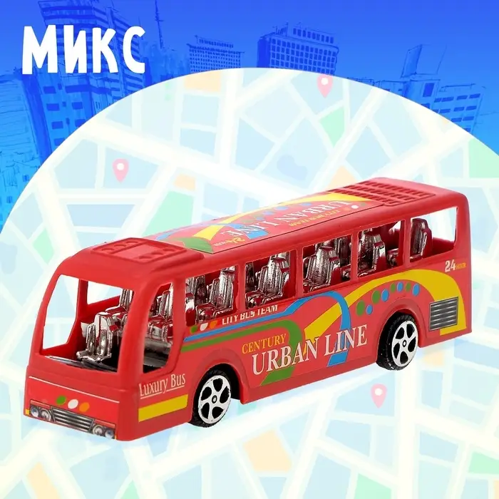 Автобус инерционный &laquo;Городская экскурсия&raquo;, цвета МИКС