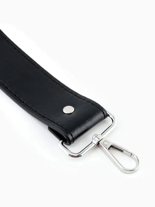 Ручка для сумки, с карабинами, 35&plusmn;1 см &times; 3.5 см, цвет чёрный, серебряный