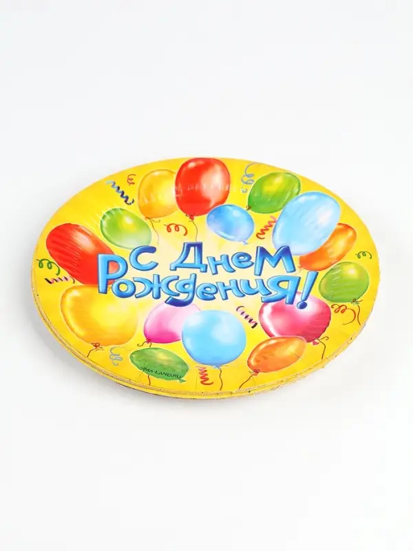 Набор бумажной посуды одноразовый &laquo;С днем рождения&raquo; воздушные шары: 6 тарелок, 6 стаканов