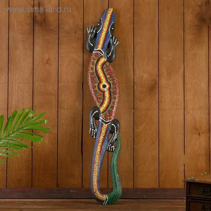 Панно декоративное  Панно декоративное "Ящерица геккон" 78х13х1,5 см МИКС