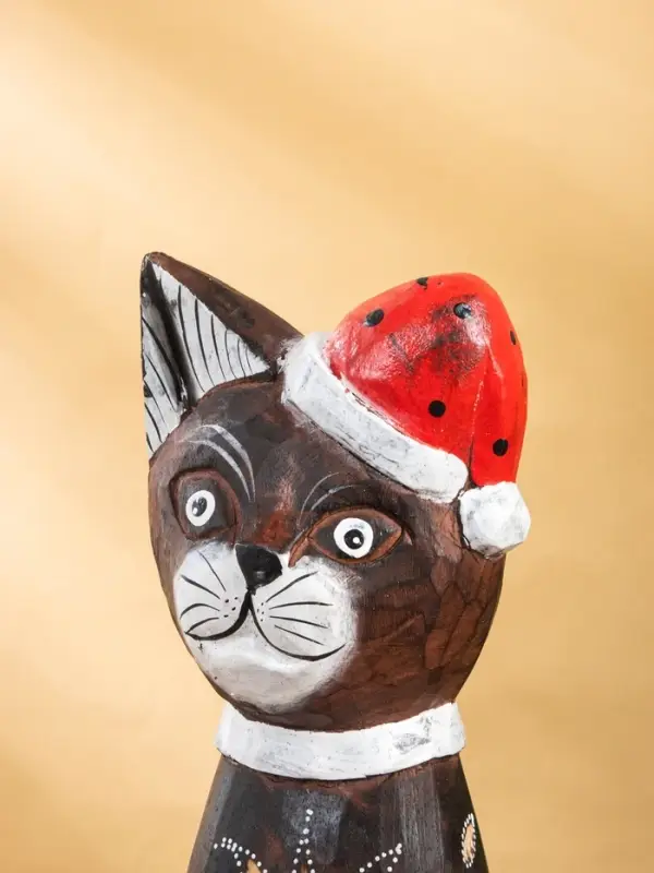 Фигура интерьерная &laquo;Кот новогодний&raquo;, 14&times;10&times;40 см, дерево