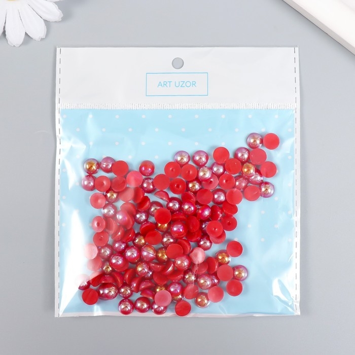 Декор для творчества пластик Декор для творчества пластик "Половинки бусин. Красная гамма" 20 гр 0,8х0,8 см