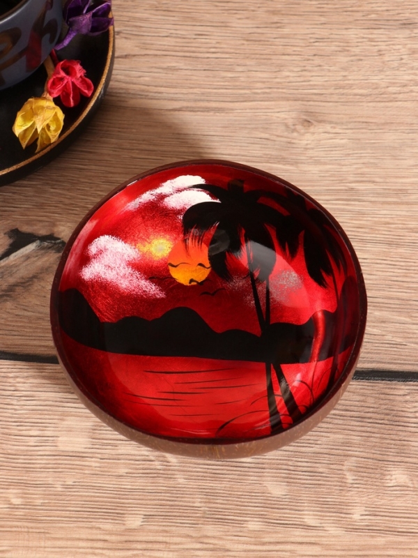 Чаша Чаша "Малиновый закат" 14х14х6 см, кокос