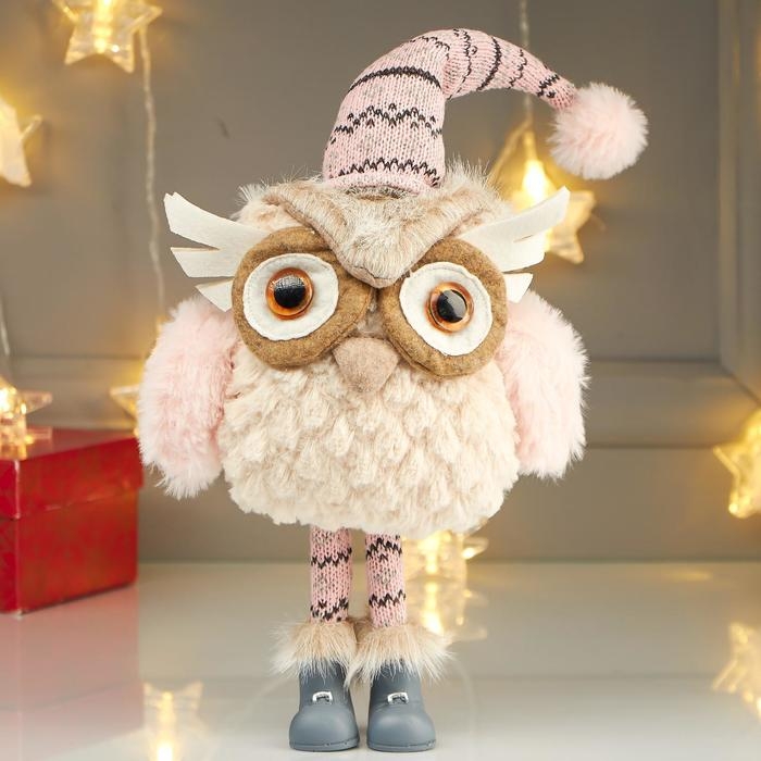 Кукла интерьерная Кукла интерьерная "Совушка в розовом колпаке и в гетрах" 40х10х18 см