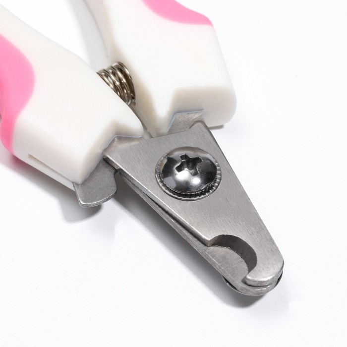 Когтерез боковой малый с нескользящими ручками, отверстие 9 мм, розовый с белым Когтерез боковой малый с нескользящими ручками, отверстие 9 мм, розовый с белым