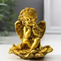 Фигура «Ангел на цветке», 8.5×7.5×7 см, золото
