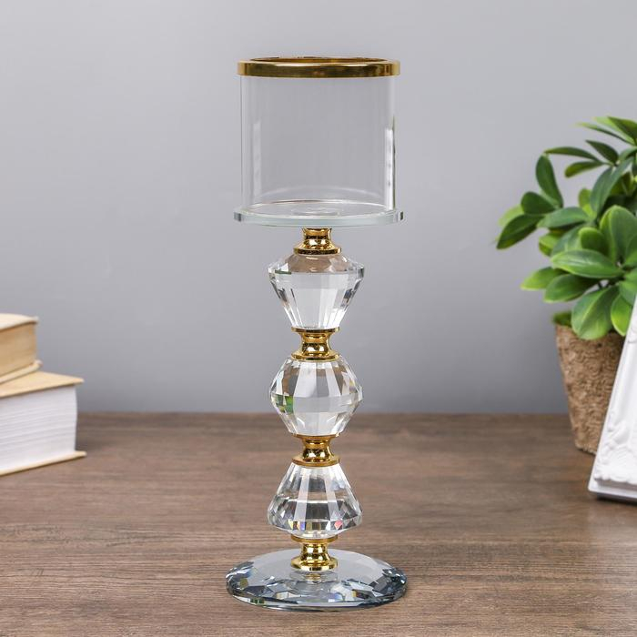 Подсвечник стекло на 1 свечу  Подсвечник стекло на 1 свечу "Хрустальное небо" 22,2х7,8х7,8 см