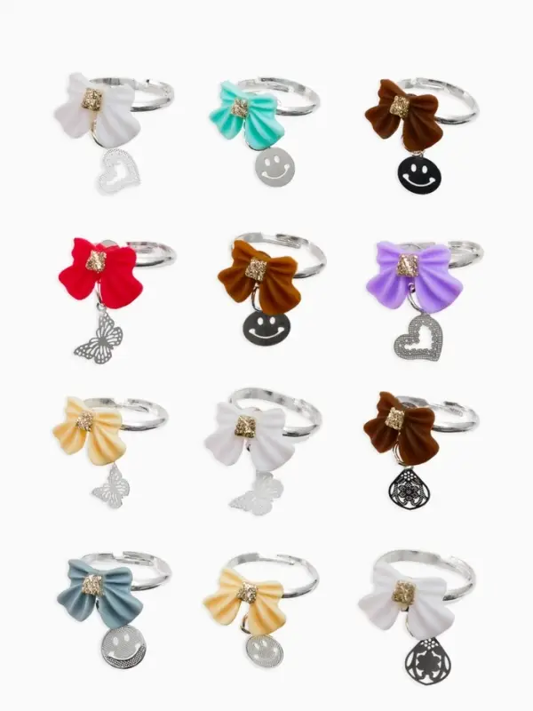 Кольцо «Выбражулька» бант с подвеской, МИКС, безразмерное (фас. 36 шт.) Кольцо «Выбражулька» бант с подвеской, МИКС, безразмерное (фас. 36 шт.)