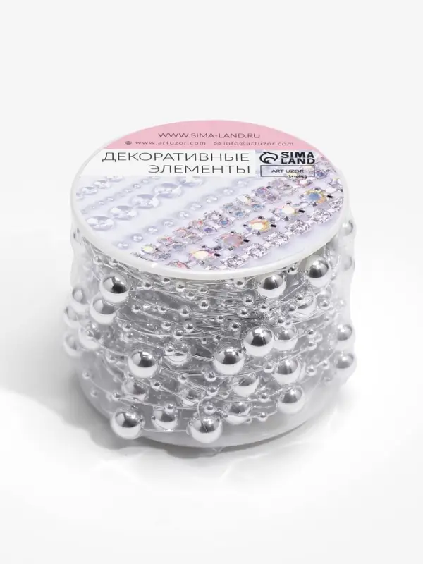 Жемчуг на леске, 3/8 мм, 10&plusmn;1 м, цвет серебряный