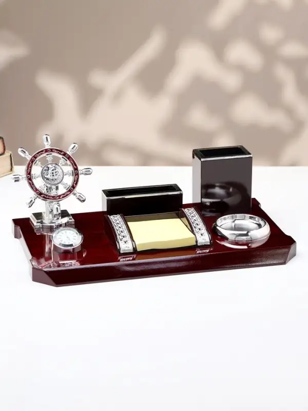 Набор настольный 6 в1 с визитницей, красное дерево