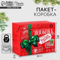 Пакет-коробка подарочный &laquo;Новогодняя посылка&raquo;, 23&times;18&times;11 см
