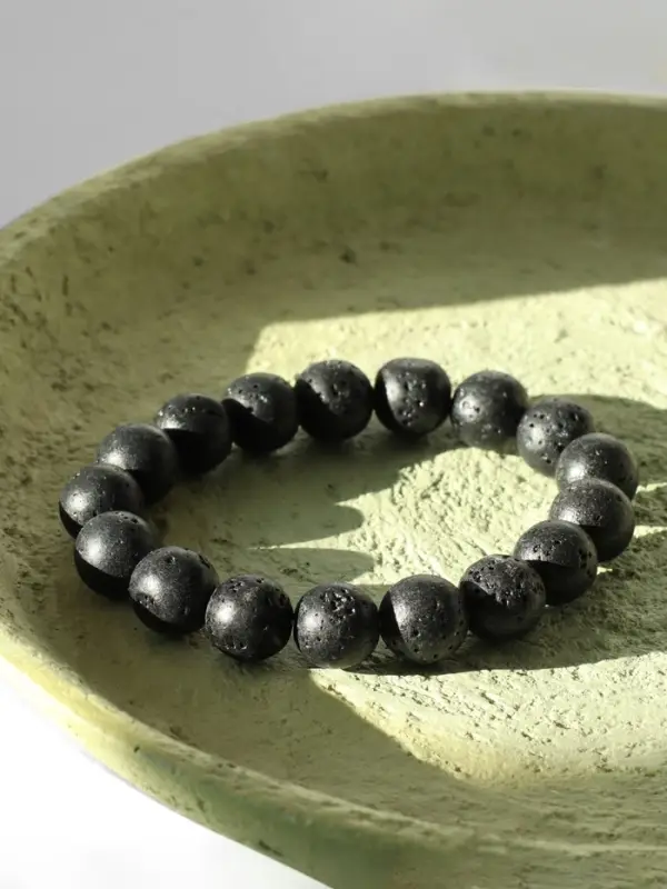 Браслет из бусин &laquo;Лава&raquo;, d=5.5 см, шар №12, чёрный