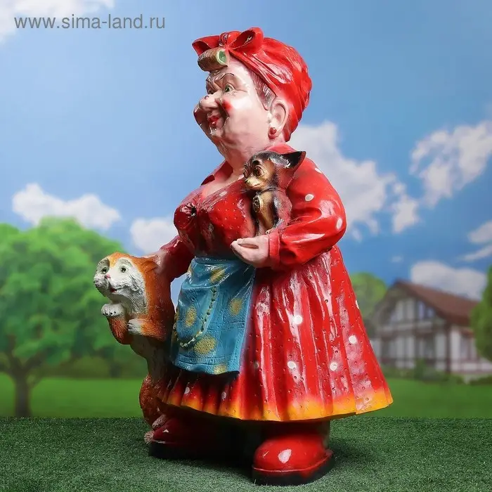 Садовая фигура  Садовая фигура "Тёща с котом и собакой" 51х44х77см МИКС