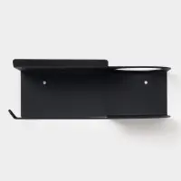 Держатель для туалетной бумаги с полочкой с отверстием для освежителя, цвет черный Держатель для туалетной бумаги с полочкой с отверстием для освежителя, цвет черный