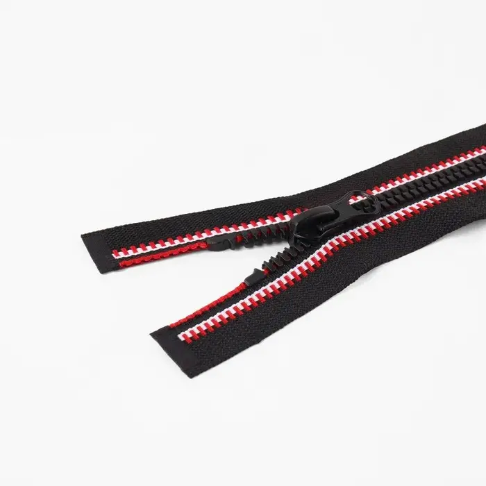 Молния «Трактор», №5, разъёмная, замок автомат, 70 см, чёрная, красная, белая Молния «Трактор», №5, разъёмная, замок автомат, 70 см, чёрная, красная, белая
