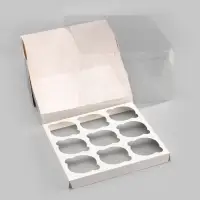 Коробка для 9 капкейков белая 23.5&times;23&times;14 см