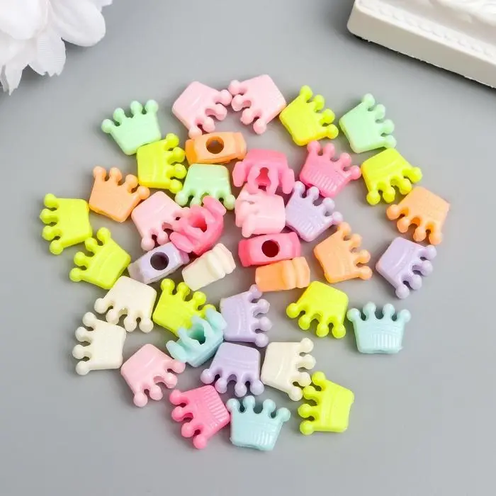 Бусины для творчества пластик "Короны. Пастельные тона" набор 44 шт 15 гр 1,3х1 см