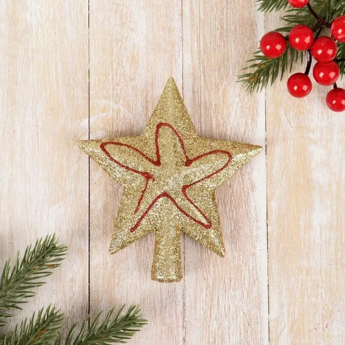 Звезда на ёлку (верхушка) золотая нить, 12 см, микс Звезда на ёлку (верхушка) золотая нить, 12 см, микс