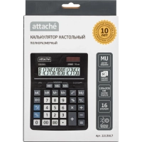 Калькулятор настольный Attache CDB1601-BK 16-разрядный черный 205x155x35 мм