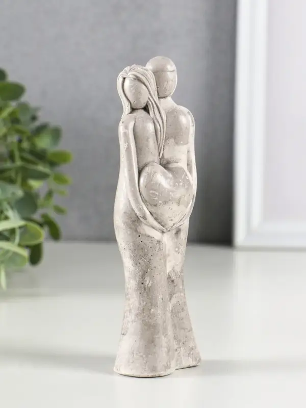 Фигура гипс Фигура гипс "Пара сердце" 14х4,5 см, под камень