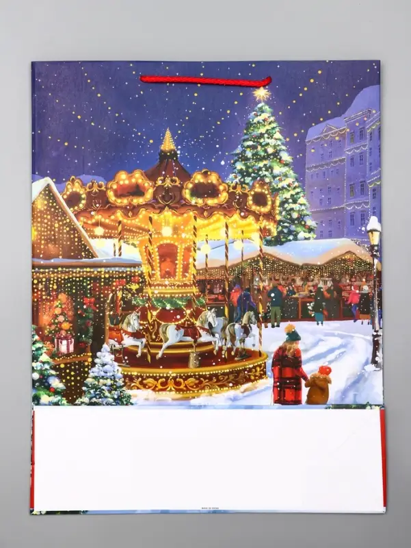 Пакет подарочный новогодний ламинированный, «Новогодний парк» , 33×10×42.5 см