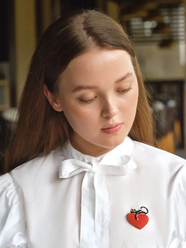 Брошь &laquo;Кот мартовский&raquo;, красно-чёрная в золоте