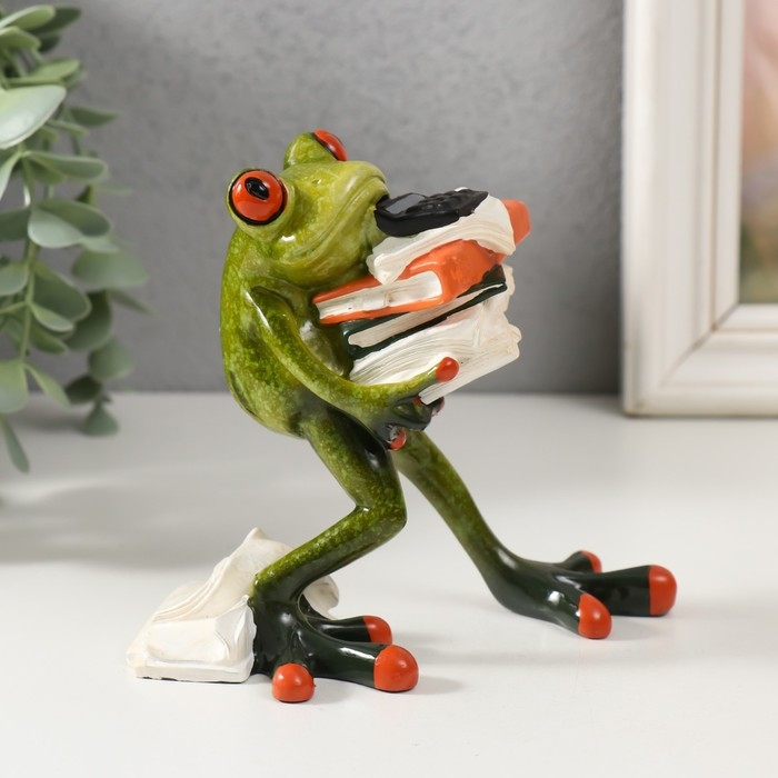 Сувенир полистоун лак Сувенир полистоун лак "Лягуха - Бухгалтер" 11х13х5,5 см