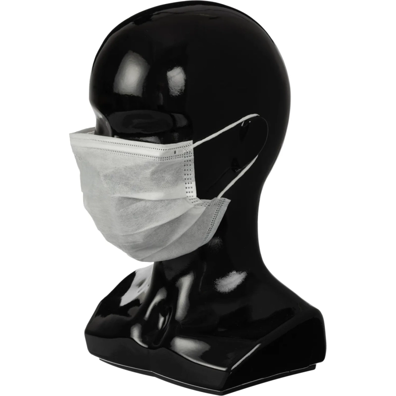 Маска медицинская 3-х сл., резинка, белая, картон 100шт/уп