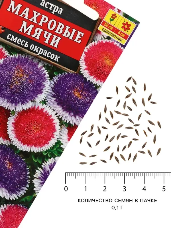 Семена цветов Астра &laquo;Махровые мячи&raquo; смесь сортов, однолетник, 0.1 г, &laquo;Аэлита&raquo;