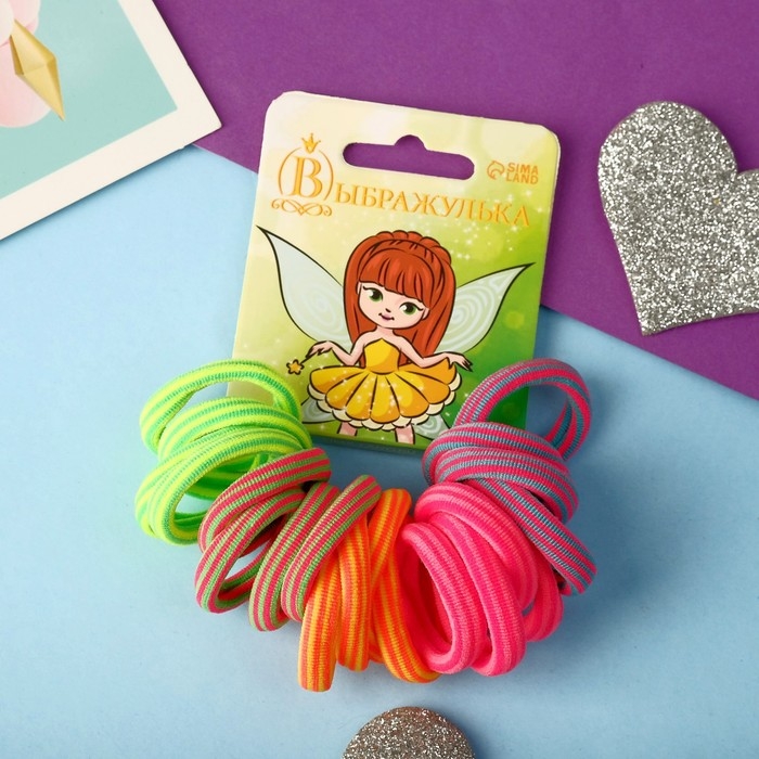 Резинка для волос  Резинка для волос "Махрушка" (набор 20 шт) полосатики, 2,5 см