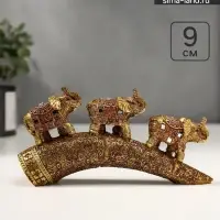 Фигурка полистоун &laquo;Бронзовые слоны с попоной из арабского ковра на роге&raquo;, 9&times;17&times;4 см