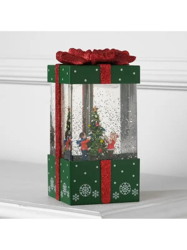 Светодиодная фигура &laquo;Подарок зелёный&raquo; 10&times;19&times;10 см, пластик, от батареек ААх3, USB, свечение тёплое белое