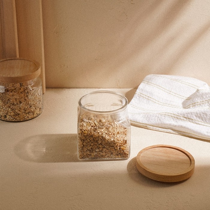 Банка стеклянная для хранения сыпучих продуктов SL Home «Афины», 1 л, 11×11,5 см, с деревянной крышкой Банка стеклянная для хранения сыпучих продуктов SL Home «Афины», 1 л, 11×11,5 см, с деревянной крышкой
