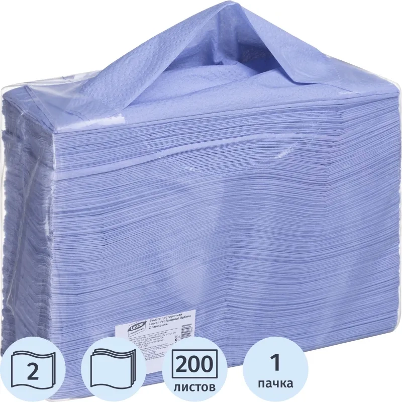 Бумага протирочная лист Luscan Professional Optima 2сл Zсл 200л/уп голубая