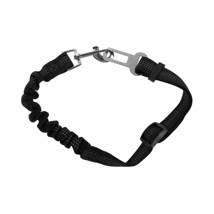 Автомобильный поводок с креплением в замок безопасности. 50-75 см, черный Автомобильный поводок с креплением в замок безопасности. 50-75 см, черный