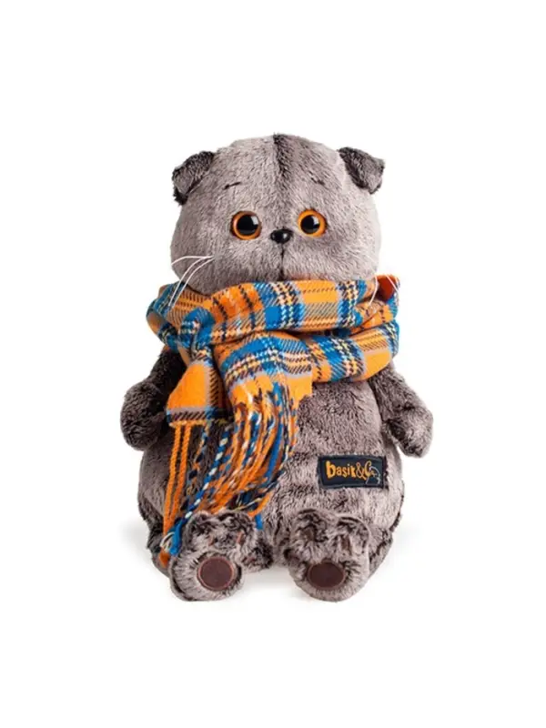 Мягкая игрушка &laquo;Кот Басик&raquo;, в шарфе в клеточку, 22 см