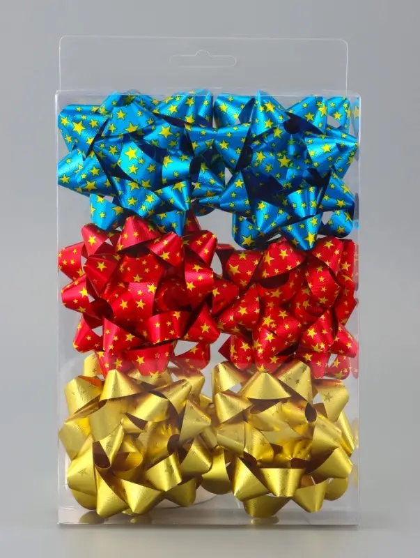 Подарочный Бант - звезда №10, для упаковки подарков, набор 6 шт. МИКС